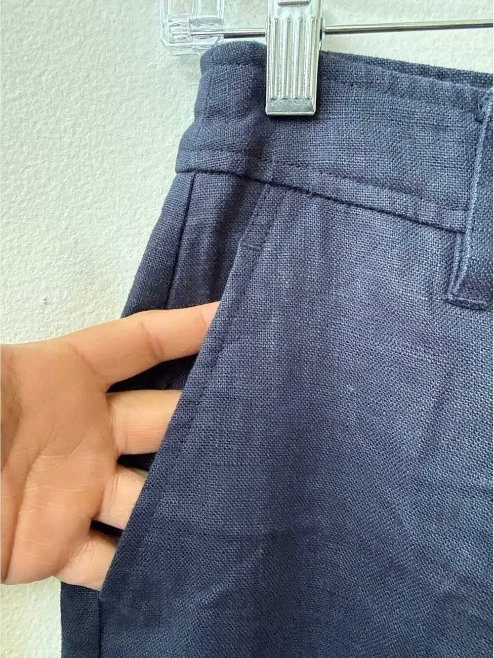 Witchery 100% Linen Tailored Trousers Navy Wide Leg Coastal Size 6